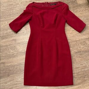 Elegant Ruby Red Black Halo Dress